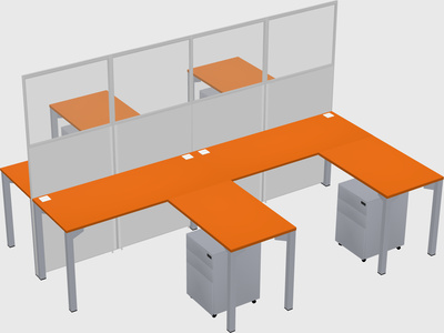 Shared l-shape cubicle