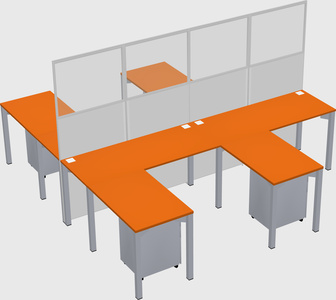 Shared l-shape cubicle