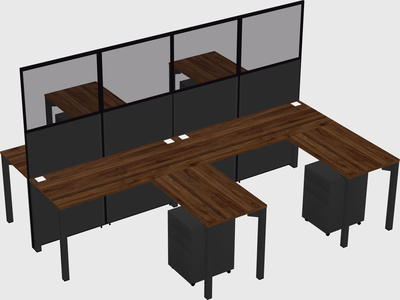 Shared l-shape cubicle