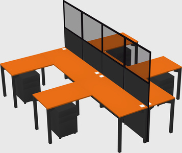Shared l-shape cubicle