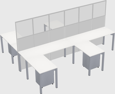 Shared l-shape cubicle