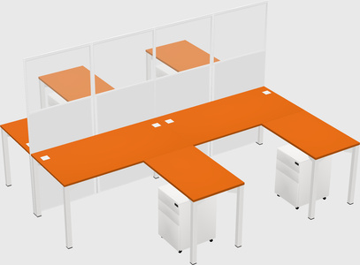 Shared l-shape cubicle