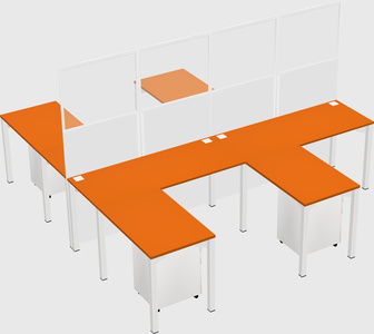 Shared l-shape cubicle