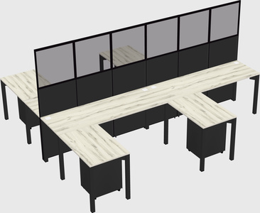 Shared l-shape cubicle
