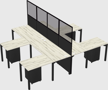 Shared l-shape cubicle