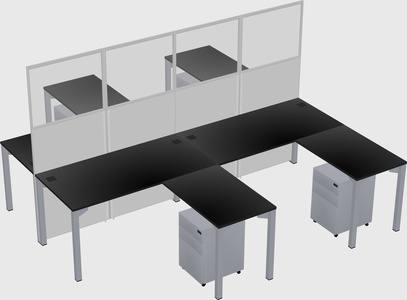 Shared l-shape cubicle