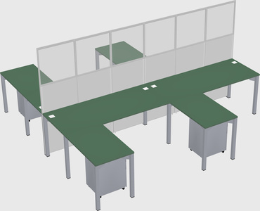 Shared l-shape cubicle