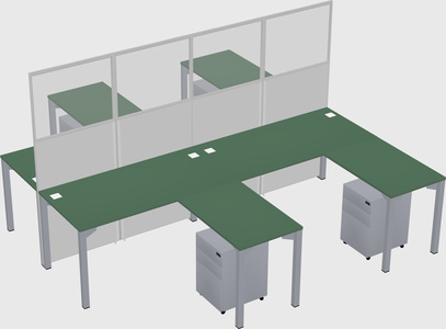 Shared l-shape cubicle