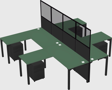 Shared l-shape cubicle