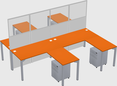 Shared l-shape cubicle