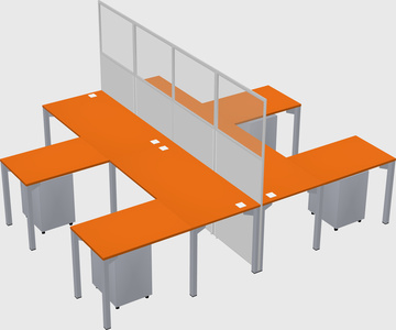 Shared l-shape cubicle