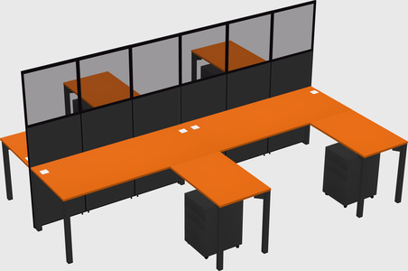 Shared l-shape cubicle