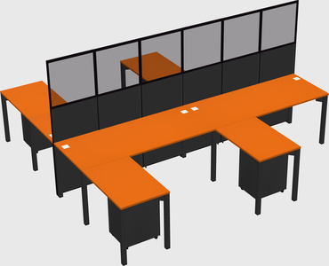 Shared l-shape cubicle