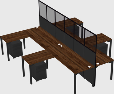 Shared l-shape cubicle