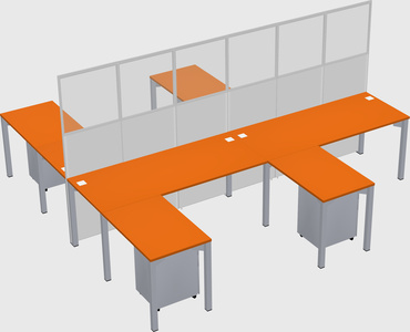 Shared l-shape cubicle