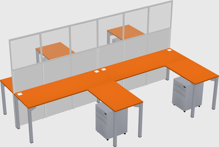 Shared l-shape cubicle