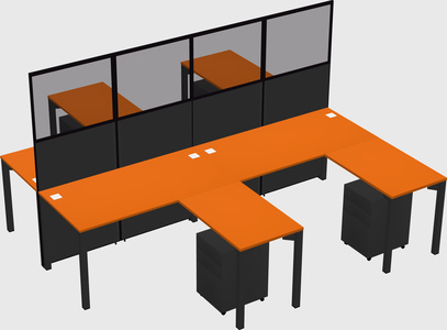 Shared l-shape cubicle