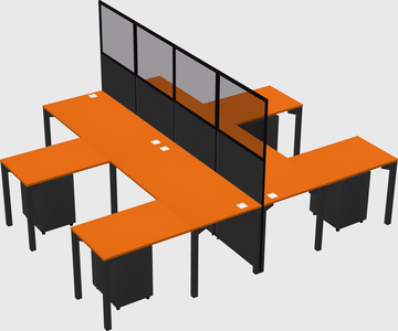 Shared l-shape cubicle