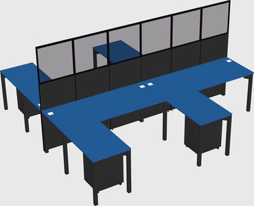 Shared l-shape cubicle