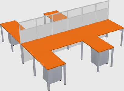 Shared l-shape cubicle