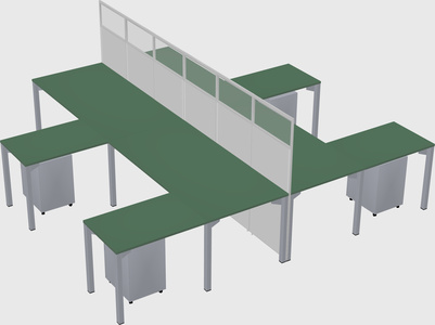Shared l-shape cubicle