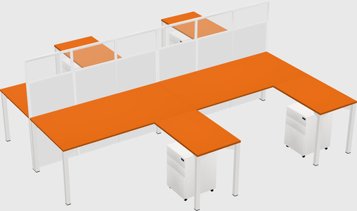 Shared l-shape cubicle