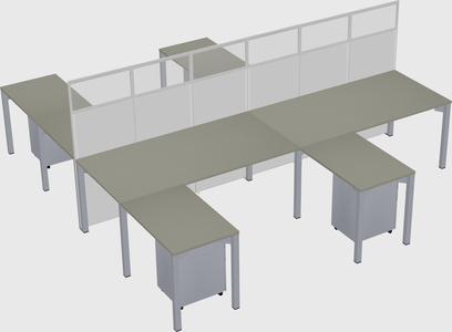 Shared l-shape cubicle
