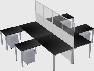 Shared l-shape cubicle