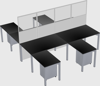 Shared l-shape cubicle