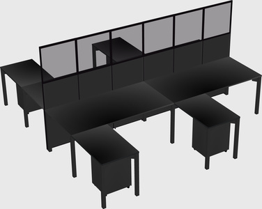 Shared l-shape cubicle