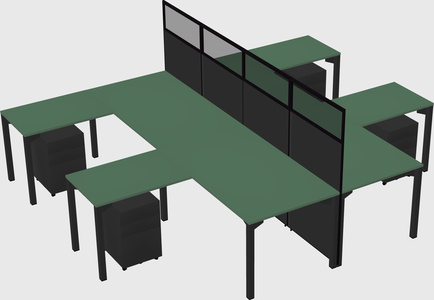 Shared l-shape cubicle