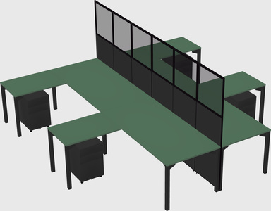 Shared l-shape cubicle