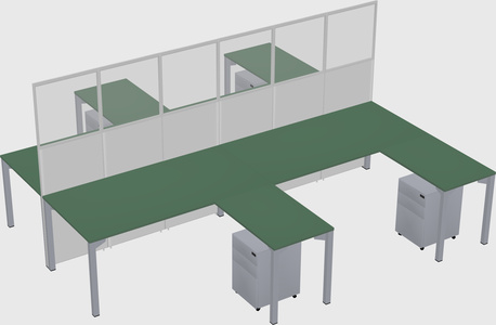 Shared l-shape cubicle