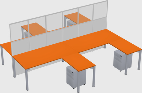 Shared l-shape cubicle