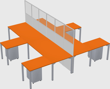 Shared l-shape cubicle