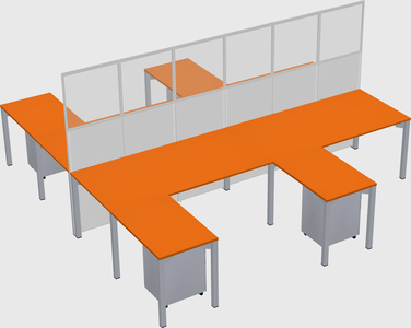 Shared l-shape cubicle