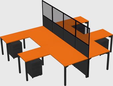 Shared l-shape cubicle