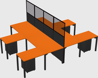 Shared l-shape cubicle