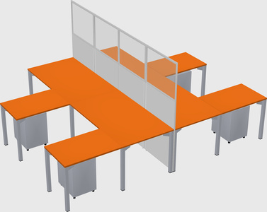 Shared l-shape cubicle