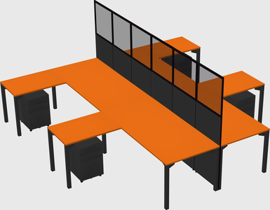 Shared l-shape cubicle