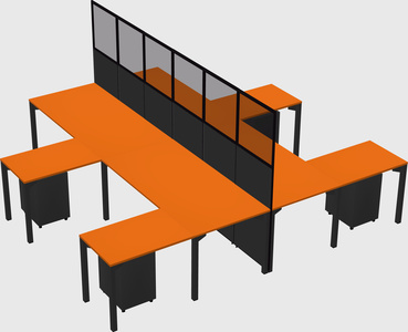 Shared l-shape cubicle