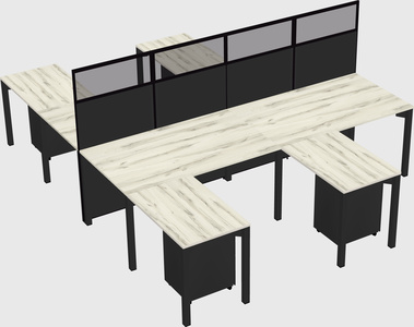 Shared l-shape cubicle