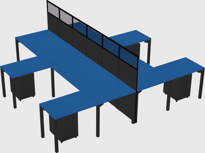 Shared l-shape cubicle