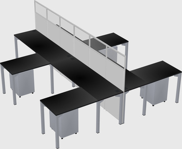 Shared l-shape cubicle