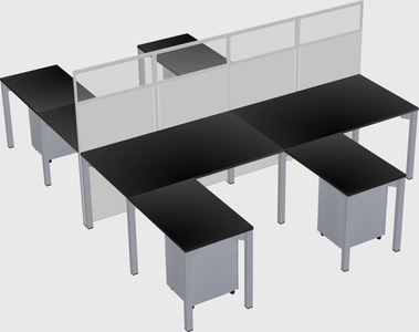 Shared l-shape cubicle