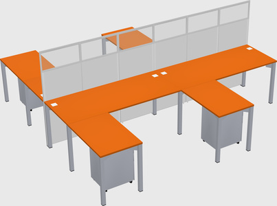 Shared l-shape cubicle