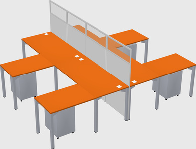 Shared l-shape cubicle