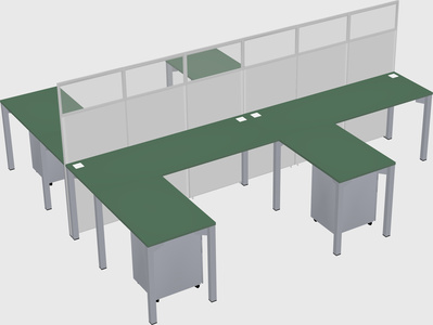 Shared l-shape cubicle