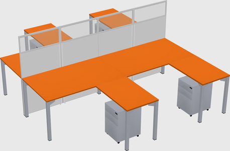 Shared l-shape cubicle