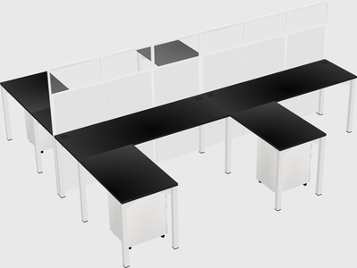 Shared l-shape cubicle